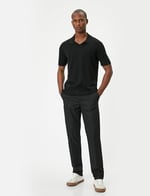 Polo Neck Thin Knit T-Shirt