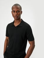 Polo Neck Thin Knit T-Shirt