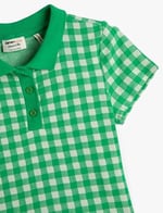 Polo Tişört Crop Kısa Kollu Düğme Detaylı Dar Kalıp