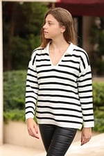 POLO YAKA ÇİZGİLİ TRİKO KAZAK