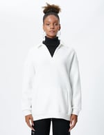 Polo Yaka Sweatshirt Kanguru Cep Detaylı Uzun Kollu