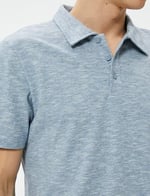 Polo Yaka Tişört Düğme Detaylı Kısa Kollu Kırçıllı