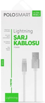 Polosmart PSM06 1 Metre Beyaz Lightning Hızlı Şarj Kablosu,Beyaz