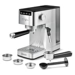 Polti Coffea P10S Manuel Espresso ve Cappuccino Kahve Makinesi, Öğütülmüş Kahve ve E.S.E ile Uyumlu, 44 mm Kapsüller, Süt Asansörü için Buharlı Süt, Çıkarılabilir 1,3 L Tank, Gümüş