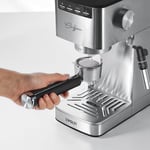 Polti Coffea P10S Manuel Espresso ve Cappuccino Kahve Makinesi, Öğütülmüş Kahve ve E.S.E ile Uyumlu, 44 mm Kapsüller, Süt Asansörü için Buharlı Süt, Çıkarılabilir 1,3 L Tank, Gümüş