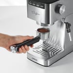 Polti Coffea P10S Manuel Espresso ve Cappuccino Kahve Makinesi, Öğütülmüş Kahve ve E.S.E ile Uyumlu, 44 mm Kapsüller, Süt Asansörü için Buharlı Süt, Çıkarılabilir 1,3 L Tank, Gümüş