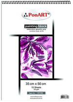 PonART Painting Blok Defter, 35x50cm, 15 Yaprak, Suluboya ve Guaj için - Seçenekler: Drawing&Painting 190gsm, Academy, Black Blok...