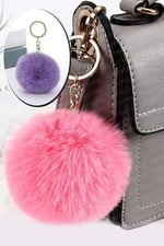 Ponpon Tüylü Peluş Yumuşak Anahtarlık, Dekoratif Aksesuar, 14 cm, Karışık Renkler