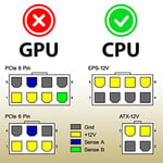 POPPSTAR CPU Kablosu 8 Pin - 8 (6+2) +4 Pin (Uzunluk 20 cm) Güç Kaynağı Uzatma Kablosu ATX 12V / EPS 12V