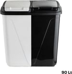 Porsima 0047 90 Litre Çift Gözlü Çamaşır Sepeti Siyah Beyaz-İki Bölmeli Kirli Sepeti