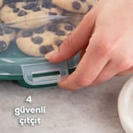 Porsima 1093 Koyu Yeşil Yuvarlak Kek Pasta Börek Saklama Kabı - Kilitli Kapaklı Taşıma Fanusu 25 cm