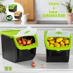 Porsima 1506 Yeşil 2'li Çok Amaçlı Plastik Patates Soğan Sarımsak Oyuncak Erzak Saklama Kutusu 12 L