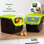 Porsima 1506 Yeşil 2'li Çok Amaçlı Plastik Patates Soğan Sarımsak Oyuncak Erzak Saklama Kutusu 12 L