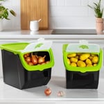 Porsima 1506 Yeşil 2'li Çok Amaçlı Plastik Patates Soğan Sarımsak Oyuncak Erzak Saklama Kutusu 12 L