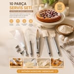 Porsima 3160 10 Parça Pasta Ve Tatlı Servis Seti Kek Pasta Ve Şekerleme Araçları Beyaz