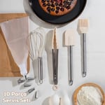 Porsima 3160 10 Parça Pasta Ve Tatlı Servis Seti Kek Pasta Ve Şekerleme Araçları Beyaz