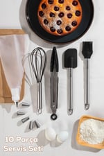 Porsima 3162 10 Parça Pasta Ve Tatlı Servis Seti Kek Pasta Ve Şekerleme Araçları Siyah