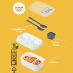Porsima 3200 Vakumlu Kendinden Kaşık Çatallı Sosluklu Bölmeli Beslenme Çantası - Taşınabilir 2 Katlı Lunch Box - Sefer Tası 1200 Ml Beyaz