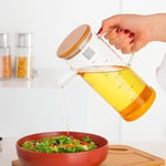 Porsima 401275 3'lü Alisa Bambu Kapaklı Borosilikat Ölçekli Cam Yağlık Silikon Tabanlı Yağdanlık 800 ML