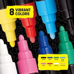 Posca Full Set 8 Akrilik Boya Kalemi Ters Çevrilebilir Orta Uçlu Kalem Uçları, Posca Kalemleri Kaya Boyama, Kumaş, Cam Boya, Metal Boya ve Grafiti için Akrilik Boya İşaretleyicileridir
