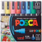 Posca Full Set 8 Akrilik Boya Kalemi Ters Çevrilebilir Orta Uçlu Kalem Uçları, Posca Kalemleri Kaya Boyama, Kumaş, Cam Boya, Metal Boya ve Grafiti için Akrilik Boya İşaretleyicileridir