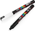 Posca-Posca Uni PC-1MR Art Boya Marker Kalemi - 0,7 mm - Siyah Beyaz - 2'li Paket