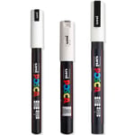 Posca - Ultra İnce - İnce Boya Marker Kalem Seti - PC-1MR, PC-1M, PC-3M - Beyaz Mürekkep - 3'lü Paket