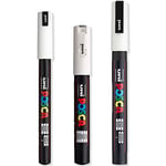 Posca - Ultra İnce - İnce Boya Marker Kalem Seti - PC-1MR, PC-1M, PC-3M - Beyaz Mürekkep - 3'lü Paket