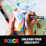 Posca uni-ball 186516 - Marker kalem, ince yuvarlak uçlu, 16'lı set, temel renkler