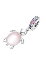 POSEİDONS JEWELLERY (497) Murano Camlı Pembe Deniz Kaplumbağası Sallantılı Charm Pembe Tek Ebat