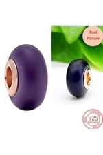 POSEİDONS JEWELLERY 925 Ayar Mat Mor Murano Cam Charm-1