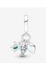 POSEİDONS JEWELLERY Balık, Deniz Kaplumbağası ve Deniz Kabuğu Üçlü Sallantılı Charm Mavi Tek Ebat