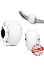 POSEİDONS JEWELLERY Beyaz Murano Cam Charm 925 Ayar Beyaz Tek Ebat