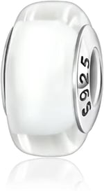 POSEİDONS JEWELLERY Beyaz Murano Cam Charm 925 Ayar Beyaz Tek Ebat