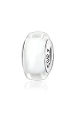 POSEİDONS JEWELLERY Beyaz Murano Cam Charm 925 Ayar Beyaz Tek Ebat