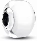 POSEİDONS JEWELLERY Beyaz Murano Cam Charm 925 Ayar Beyaz Tek Ebat