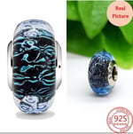 POSEİDONS JEWELLERY Dalgalı Koyu Mavi Murano Cam Okyanus Charm Mavi Tek Ebat