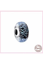 POSEİDONS JEWELLERY Dalgalı Koyu Mavi Murano Cam Okyanus Charm Mavi Tek Ebat
