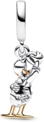 POSEİDONS JEWELLERY DISNEY, 100. YILDÖNÜMÜ DONALD DUCK DANGLE CHARM Gümüş Tek Ebat