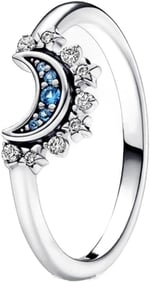 POSEİDONS JEWELLERY Gökyüzü Mavisi Işıltılı Ay Yüzük-1