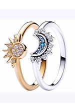 POSEİDONS JEWELLERY Gökyüzü Mavisi Işıltılı Ay Yüzük-1