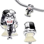 POSEİDONS JEWELLERY Gümüş ''KÖTÜLER'' Cruella De Vil'' Charmı Siyah Beyaz Tek Ebat