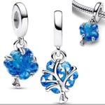 POSEİDONS JEWELLERY Gümüş Mavi Murano Aile Ağacı Charm Mavi Tek Ebat