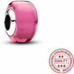 POSEİDONS JEWELLERY Gümüş Pembe Mini Murano Cam Charm Pembe Tek Ebat