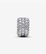 POSEİDONS JEWELLERY Işıltılı Pavé Üç Sıralı Charm Gümüş Tek Ebat