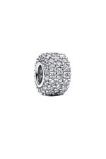 POSEİDONS JEWELLERY Işıltılı Pavé Üç Sıralı Charm Gümüş Tek Ebat