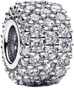 POSEİDONS JEWELLERY Işıltılı Pavé Üç Sıralı Charm Gümüş Tek Ebat
