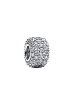 POSEİDONS JEWELLERY Işıltılı Pavé Üç Sıralı Charm Gümüş Tek Ebat