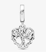 POSEİDONS JEWELLERY Kalp Aile Ağacı Sallantılı Charm Gümüş Tek Ebat