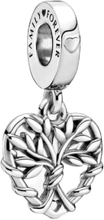 POSEİDONS JEWELLERY Kalp Aile Ağacı Sallantılı Charm Gümüş Tek Ebat